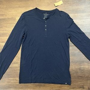 Navy American Eagle Long Sleeve Henley